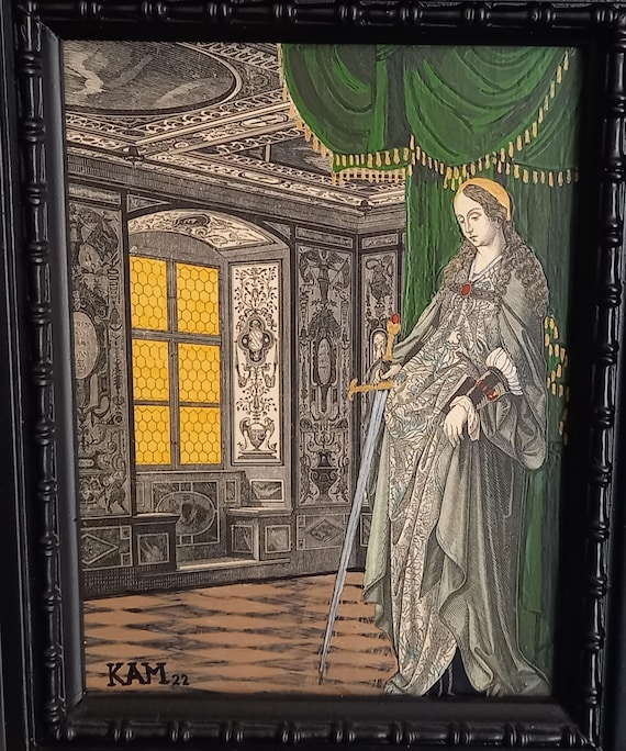 中世美術 磁器に描かれた絵画 貴族 女性 アンティーク 紙 ヨーロッパ