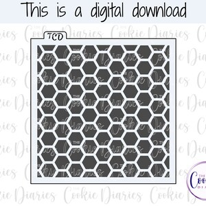 May include: A digital download of a stencil design featuring a honeycomb pattern. The stencil is white and the honeycomb is gray.