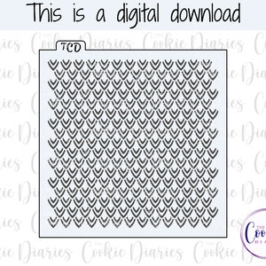 May include: A digital download of a black and white geometric pattern with a repeating chevron design. The pattern is suitable for use as a stencil for cookies, cakes, or other crafts.