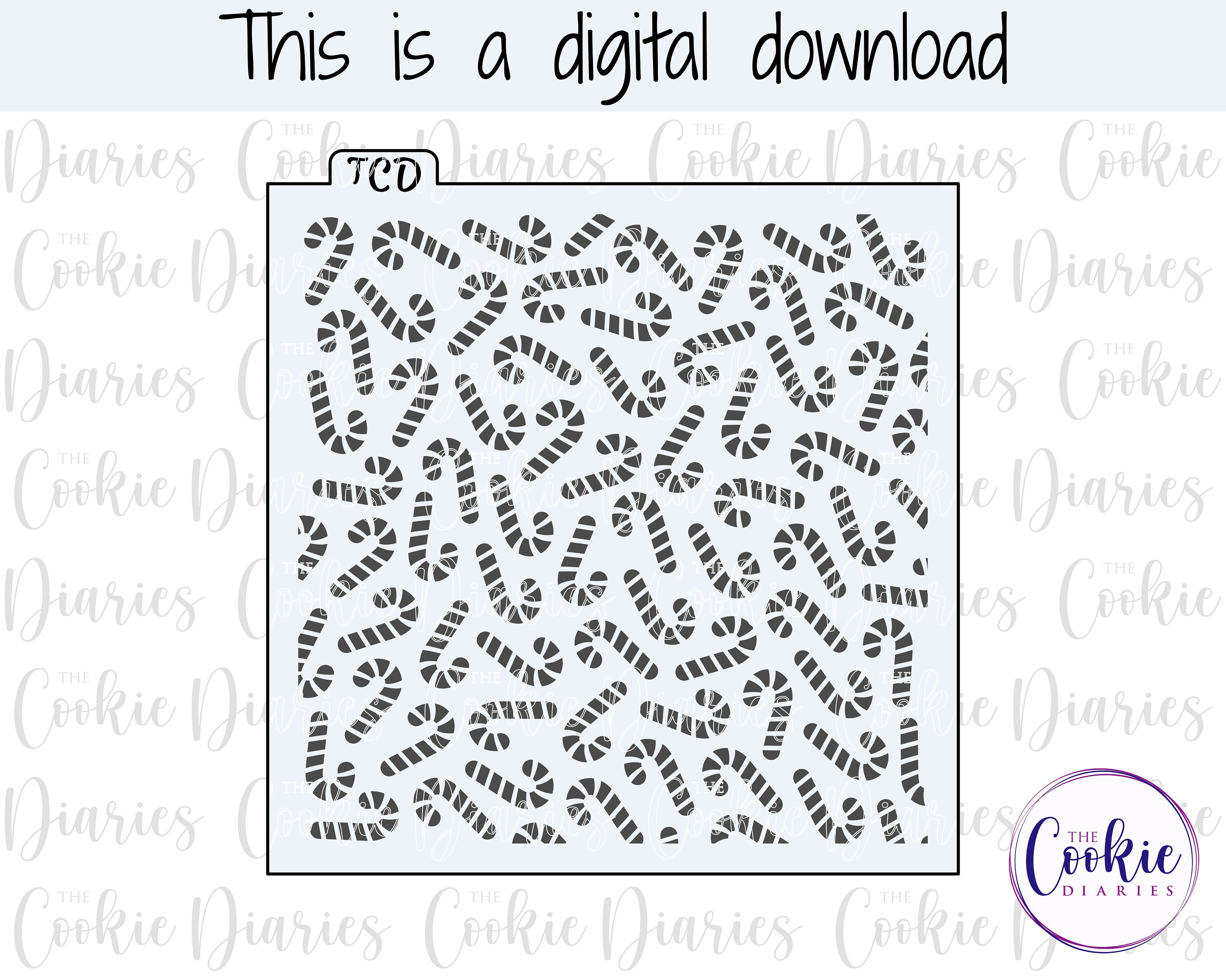 digital - candy canes cookie stencil file
