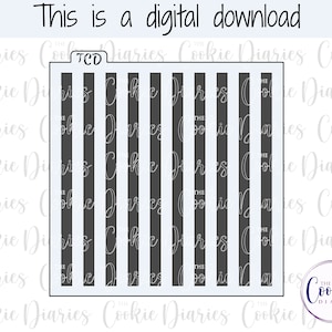 May include: A digital download for a cookie cutter with a design of 10 vertical stripes. The cookie cutter is white with grey stripes.