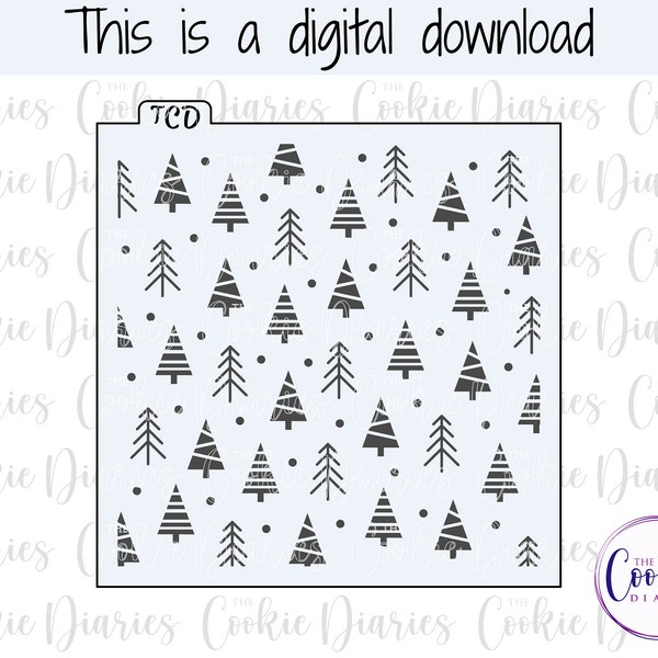 DIGITAL - Modern Christmas Trees Cookie Stencil File