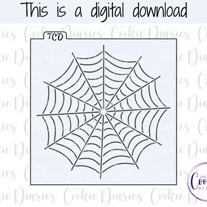 May include: A black and white digital download of a spider web design. The web is a simple design with a central hub and radiating lines.