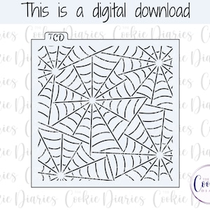 Peut inclure: Un téléchargement numérique d'un pochoir de toile d'araignée noir et blanc. Le motif présente plusieurs toiles d'araignée qui se chevauchent.