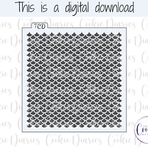 May include: A digital download of a black and white mermaid scale pattern. The pattern is made up of small, overlapping scales that create a textured look.