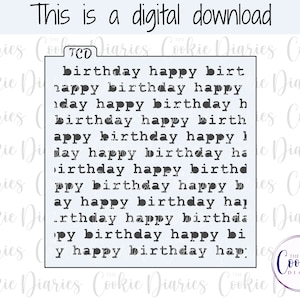 DIGITAL - Happy Birthday Vintage Schreibmaschine Keks Schablone Datei