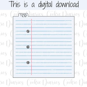 May include: A digital download image featuring a lined paper design with three gray circles and a pink vertical line. The text "This is a digital download" is at the top. The top left corner has the text "TCD".