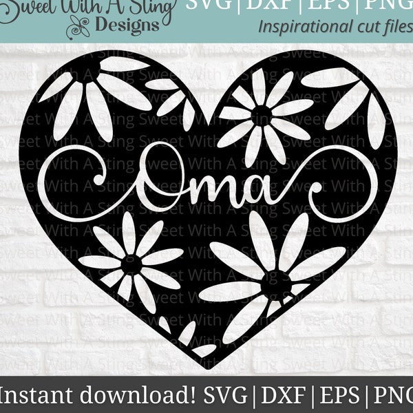 Oma Heart Mandala SVG | Floral Oma Shirt | Oma Gifts | Oma SVG PNG | Oma Design | Promoted to Grandma | Grandma Life Shirt