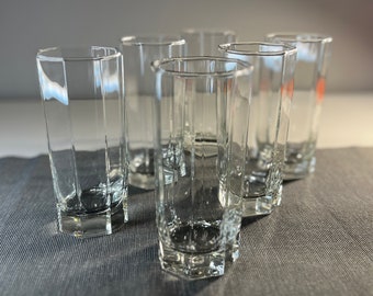 Brand new 6 tall drink glasses of Arcoroc Octime - France