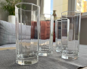 Set of Arcoroc Octime 4 tall drink glasses - France