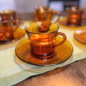 Lungo Americano Coffee Cups with Plates with Pitcher - Duralex France - 13 pieces