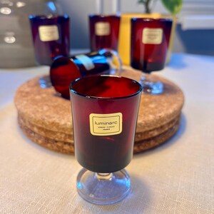 Ruby Shot Aperitif Glasses of Luminarc Cavalier France - Vintage 5 Pieces