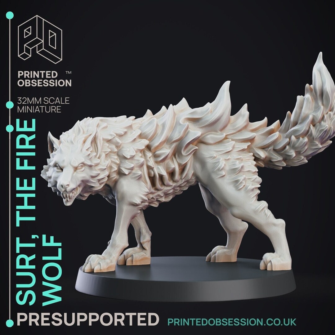FIRE WOLF MINIATURE Large Creature D&amp;D 3d Printable Stl - Etsy