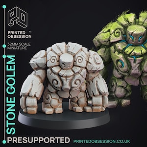 Stein Golem 3D Printable STL | Fantasy-Rollenspiel-Miniatur | D&D, Pathfinder, Brettspiele