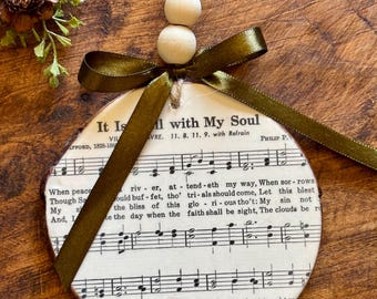 It Is Well With My Soul Hymn Wood Slice Ornament - Christian Christmas Decor