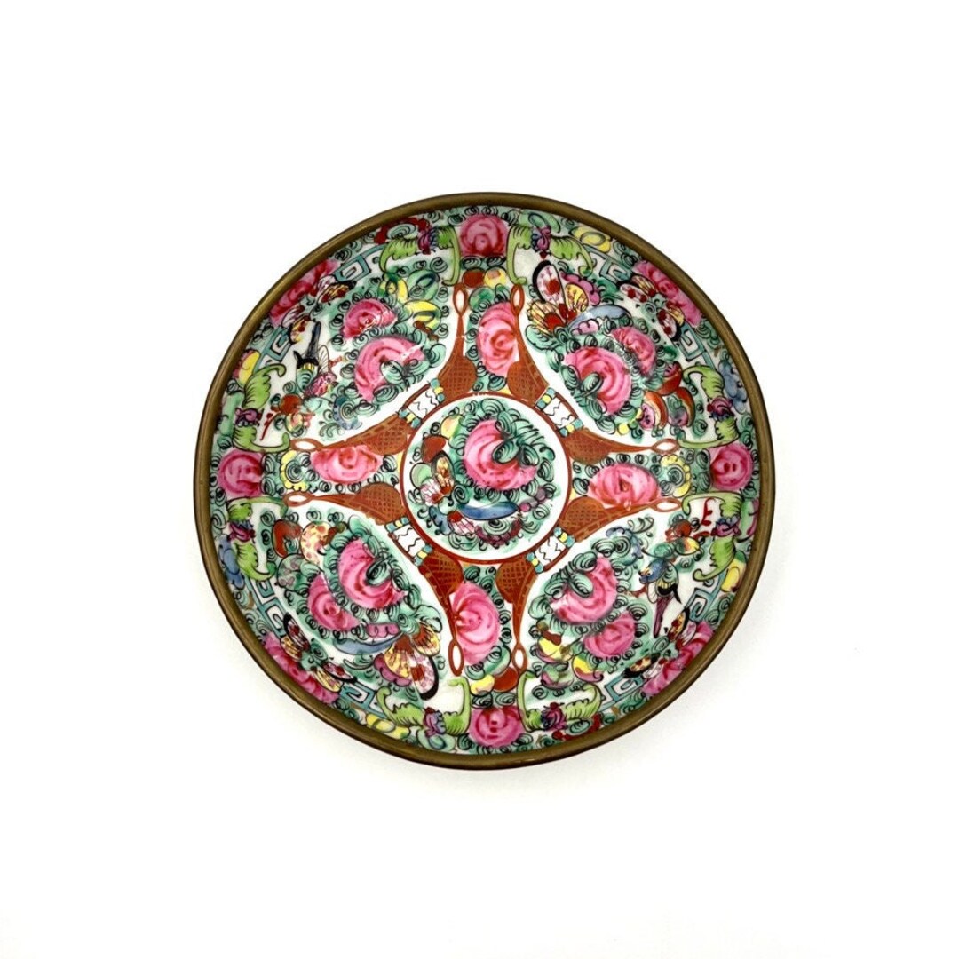 Rose Canton Dish for Living Room Decor Boho Chic Style Trinket Dish