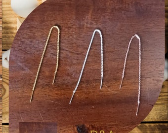 Sterling Silver Threader Earrings: Minimalist Long Chain Dangle Earrings
