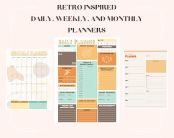 Planificadores diarios, semanales y mensuales de inspiración retro