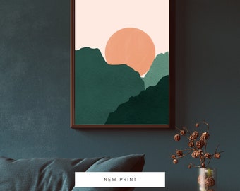 Sol sobre montañas verdes