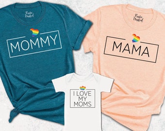 Two Moms Shirt,Lesbian Mother's Day Gift, Two Moms Pride Shirt,Lesbian Two Moms And Baby Bodysuit,Gay Family Shirt,LGBTQ Lesbian Family Tee