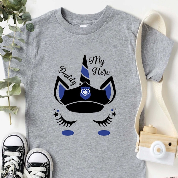 Daddy Is My Hero Baby Girl Shirt,Police Shirt for Kids,Police Daddy Shirt,Police Shirt Toddler, Policeman Girl Shirt,Thin Blue Line Kids Tee