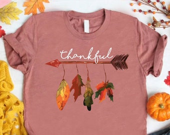 Thankful Leaves Tshirt, Womens Fall Shirts, Thanksgiving Shirt, Thanksgiving Gifts, Fall Leaves Shirt, Thankful Grateful Blessed Shirt Gift