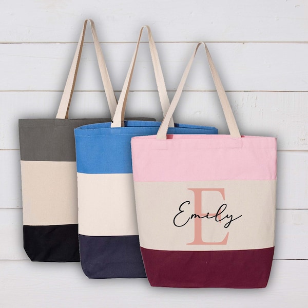 Custom Monogram Tote Bag, Bridesmaid Tote Bag, Bridal Party Gifts Totes,Bachelorette Party Totes,Monogrammed Tote Bags for Women,Canvas Tote