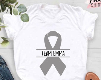 Brain Cancer Shirt, Team Cancer Shirt, Custom Brain Cancer Shirt,  Gray Ribbon Shirt, Personalized Support Team Shirt, Motivational Shirt