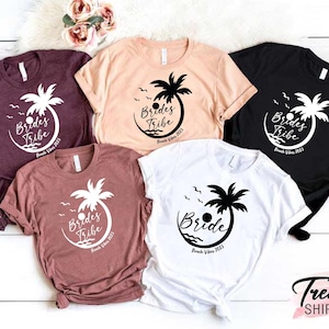 Beach Bachelorette Party Shirts, Bridal Beach Party T-Shirts, Maid of Honor Shirts, Bridesmaid Shirts, Bride Tribe Palm Tree Shirt, Bach Tee