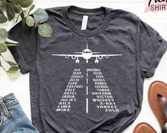 Funny Airplane Shirt, Aviation Shirt, Gift for Pilot, Aviation Alphabet Shirt, Airplane T-shirt,Shirt for Pilot,Funny Pilot Shirt,Pilot Gift