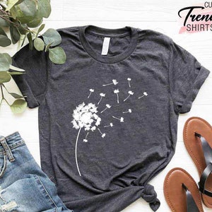 Dandelion Shirt, Inspirational Shirt, Windflower Tee, Meditation Gift, Yoga Shirt, Boho Windflower Shirt, Dandelion Shirt for Her, Bday Tees image 1