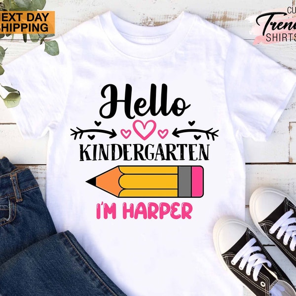 Custom Kindergarten Shirt for Toddler Girl, Kindergarten Gift Girl, Kids Name Shirt, Personalized Kindergarten Shirt, Back to School Shirt