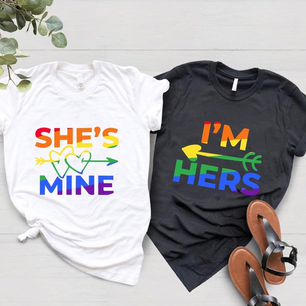 Lesbian Matching Shirts, Lesbian Couple Matching Shirt, She's Mine I'm Hers, LGBT Couple Shirts, Girlfriend Matching T-Shirt, Pride T-Shirts