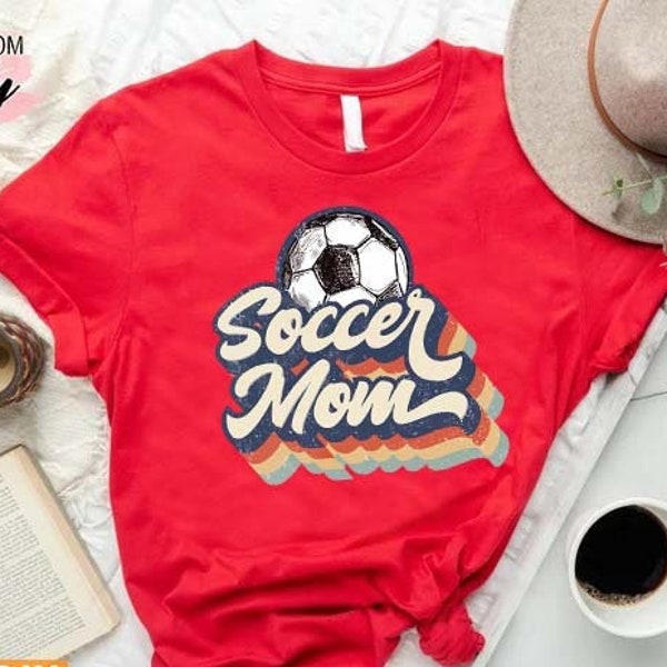 Retro Soccer Mom, Gift for Mother, Soccer Mom T-Shirt, Soccer Shirts, Soccer Ball Tees, Sport Mom T-Shirt, Game Day Shirt, Mom Sports Shirt