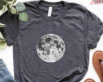 Full Moon Shirt, Celestial Full Moon T-Shirt, Moon Tee, Gift for Best Friend, Graphic Moon Shirt, Boho Shirt, Best Birthday Gift, Full Moon