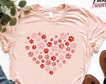 Paw Heart Shirt, Pet Lover Shirt, Animal Lover Gift, Paw Love Shirt, Paw Print Shirt, Cat Lover Gift Women, Dog Lover Gift Shirt for Women