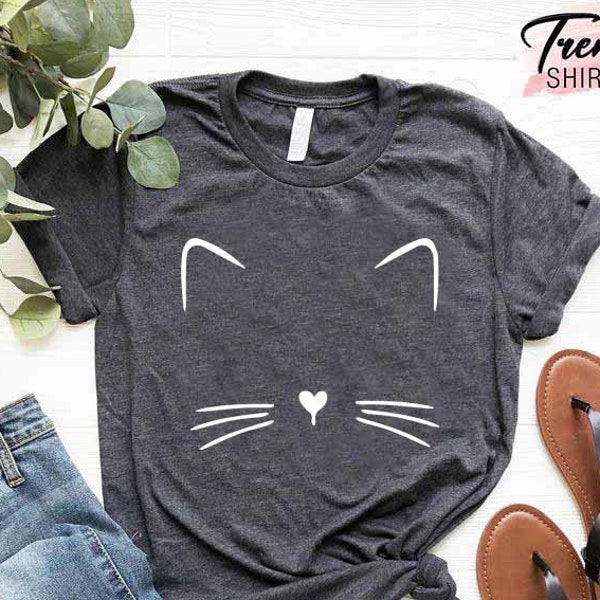Kitty Cat Face Shirt, Cat Lover Shirt, Whiskers Face Shirt, Kitty Kitten Shirt, Womens Cat Shirt, Animal Lover Shirt, Kitten T-Shirt, Meow T