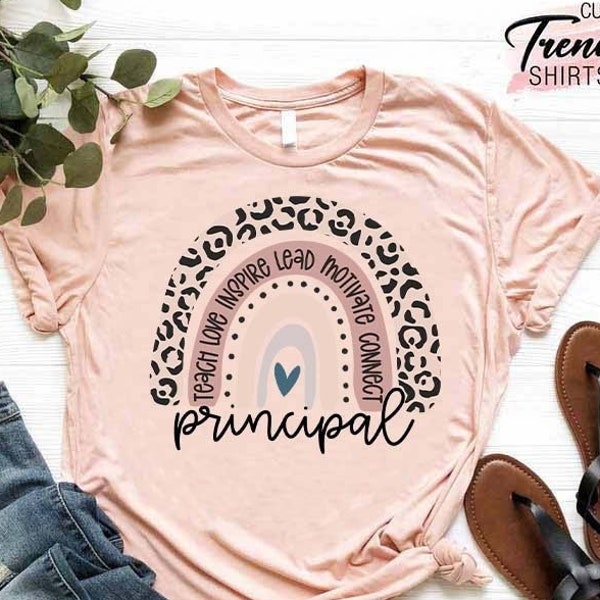 Principal Team T-Shirt, Gift For Principal, School Principal Design, Principal Leopard Rainbow Tee, New Principal Tees, Back To School Gifts