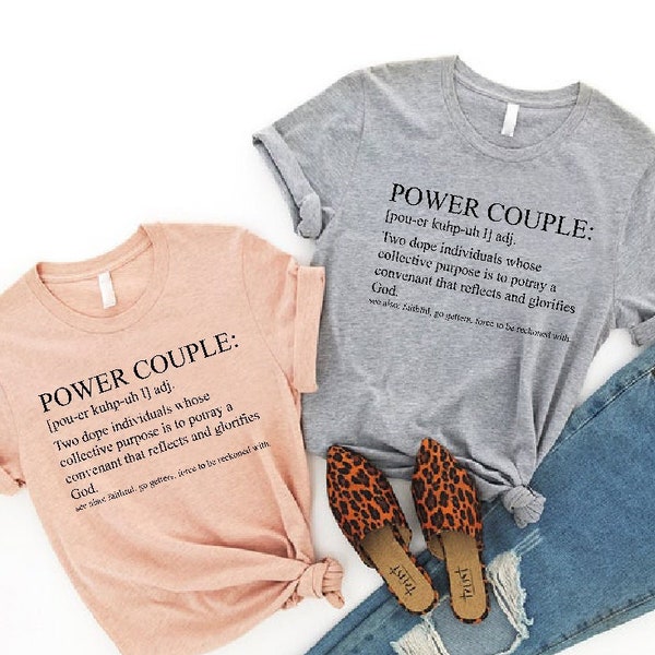 Power Couple T-shirts, Couple Valentine Gift, Powered By God, Funny Couple Valentine Shirt, Valentine Gift for Girlfriend and Boyfriend