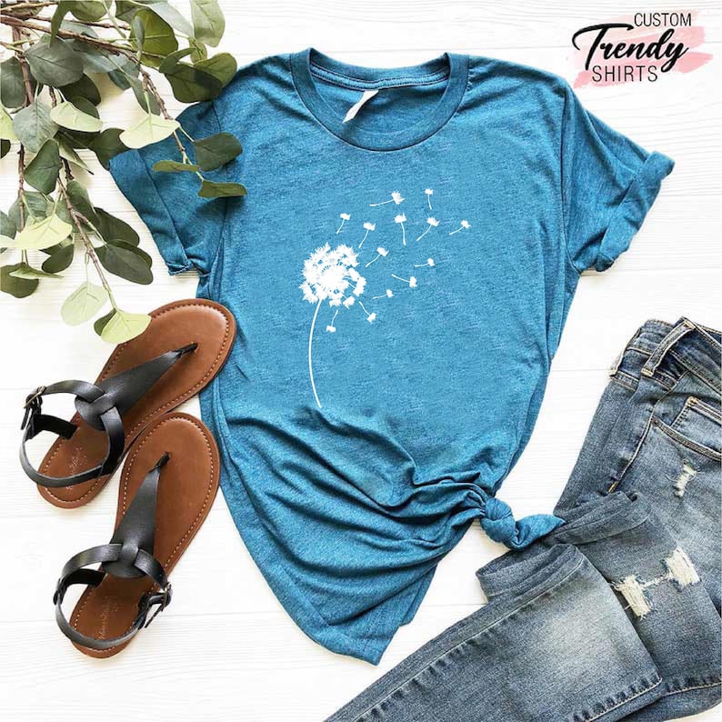 Dandelion Shirt, Inspirational Shirt, Windflower Tee, Meditation Gift, Yoga Shirt, Boho Windflower Shirt, Dandelion Shirt for Her, Bday Tees image 6