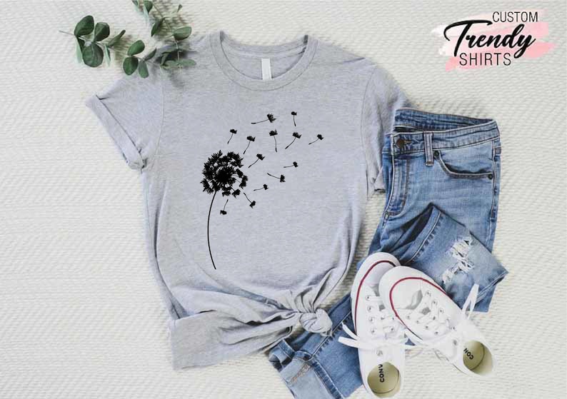 Dandelion Shirt, Inspirational Shirt, Windflower Tee, Meditation Gift, Yoga Shirt, Boho Windflower Shirt, Dandelion Shirt for Her, Bday Tees image 4