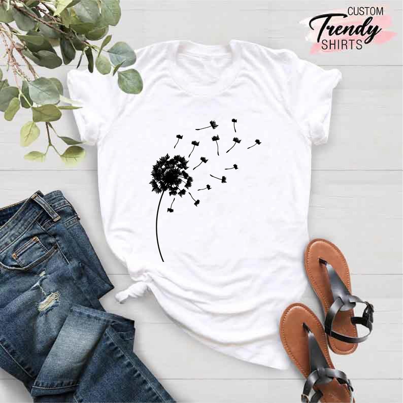 Dandelion Shirt, Inspirational Shirt, Windflower Tee, Meditation Gift, Yoga Shirt, Boho Windflower Shirt, Dandelion Shirt for Her, Bday Tees image 3