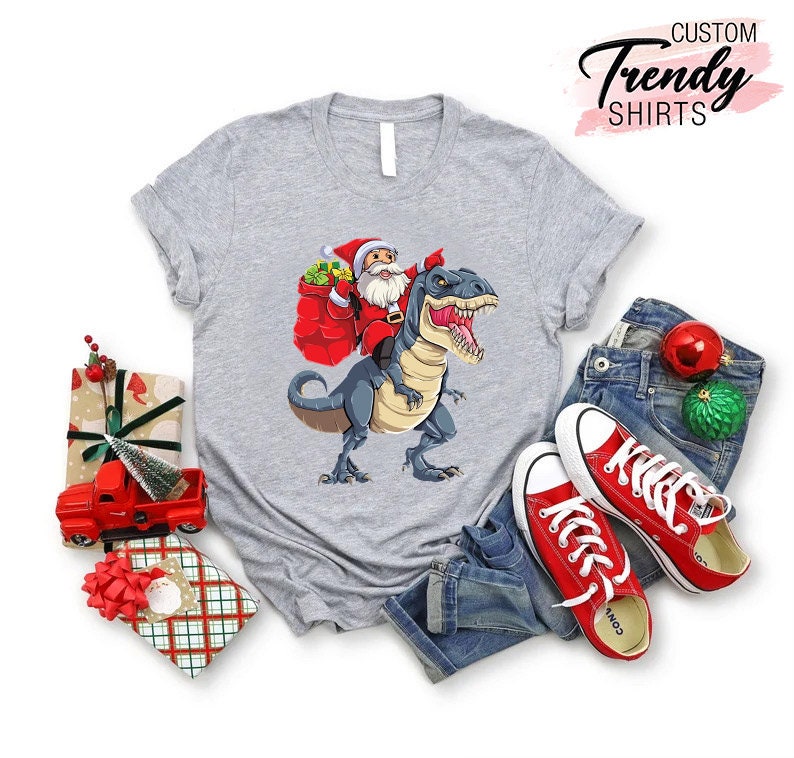 Discover Christmas Dinosaur Shirt, Boys Christmas Outfits, Christmas Gifts for Kids, T-rex Shirt, Boys Christmas Gifts, Christmas Toddler Boy Outfit