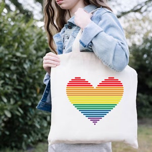 Rainbow Heart Tote Bag, Pride Tote Bag, LGBTQ Tote Bag, LGBT Gift, Rainbow Shopping Bag, Rainbow Tote Bag,Equality Tote Bag,Gay Lesbian Gift image 4