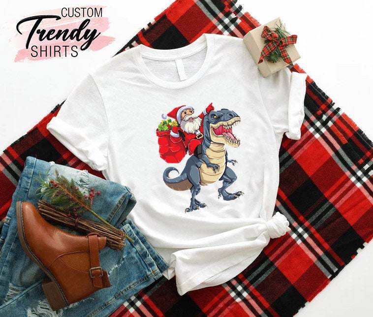 Discover Christmas Dinosaur Shirt, Boys Christmas Outfits, Christmas Gifts for Kids, T-rex Shirt, Boys Christmas Gifts, Christmas Toddler Boy Outfit