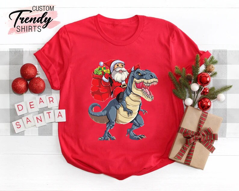 Discover Christmas Dinosaur Shirt, Boys Christmas Outfits, Christmas Gifts for Kids, T-rex Shirt, Boys Christmas Gifts, Christmas Toddler Boy Outfit