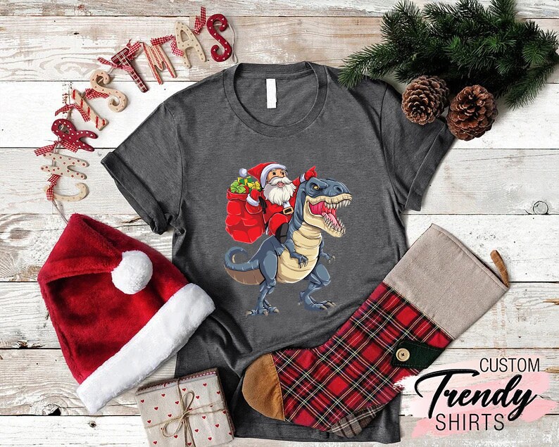 Discover Christmas Dinosaur Shirt, Boys Christmas Outfits, Christmas Gifts for Kids, T-rex Shirt, Boys Christmas Gifts, Christmas Toddler Boy Outfit