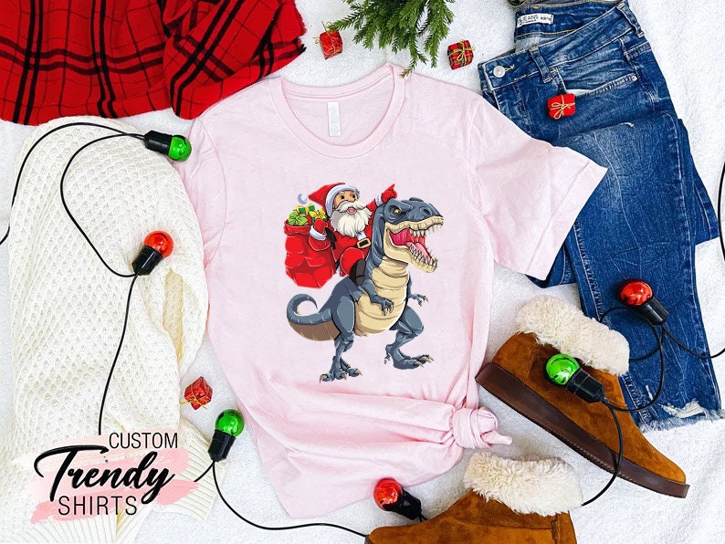 Discover Christmas Dinosaur Shirt, Boys Christmas Outfits, Christmas Gifts for Kids, T-rex Shirt, Boys Christmas Gifts, Christmas Toddler Boy Outfit