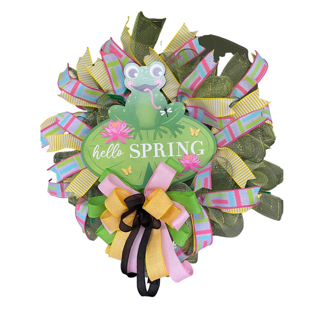 Spring Animal Wreath A Spring Whimsical Frog Wreath. an Outdoor Wreath With a Decomesh Base ...