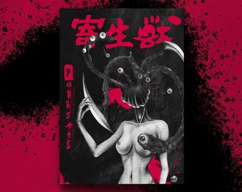 Parasyte Horror Manga Konsttryck: Illustration av psykologisk kroppsskräck (A3)